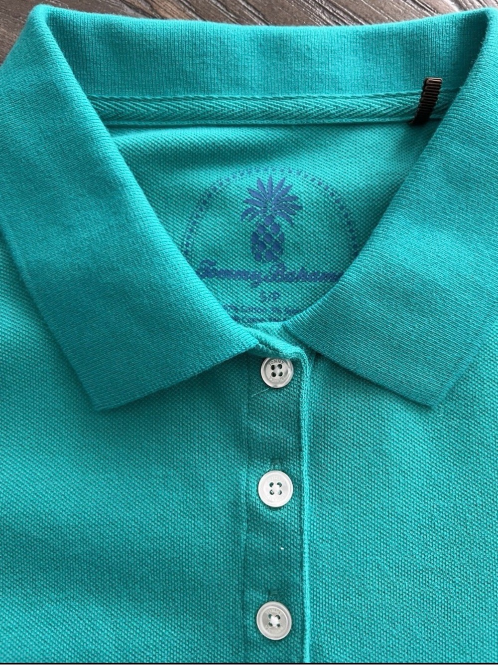 Tommy Bahama Womens Teal Polo Shirt 97% Cotton 3 Spandex